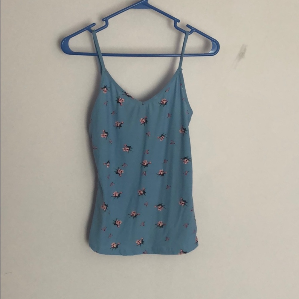 blue floral tank top